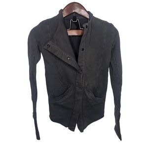 Intermix Improvd Distressed Cardigan Jacket Charcoal Gray Sweater Xs Xsmall